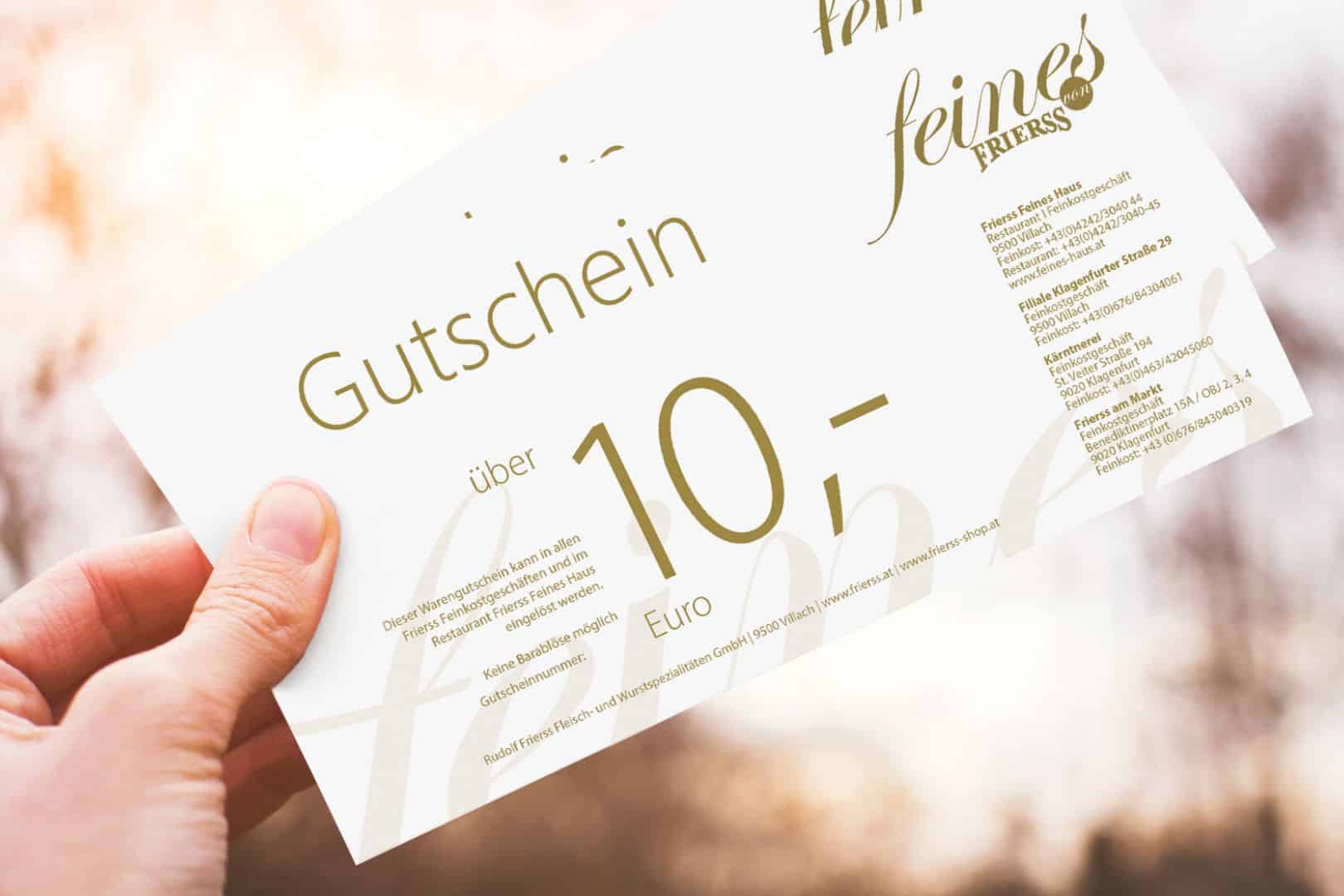 10 Euro Frierss Genuss-Gutschein für Restaurant & Feinkost