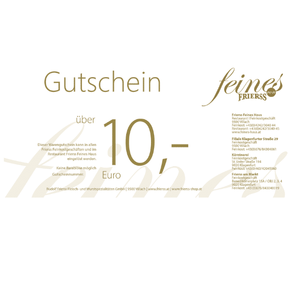 10 Euro Frierss Genuss-Gutschein für Restaurant & Feinkost – Bild 2