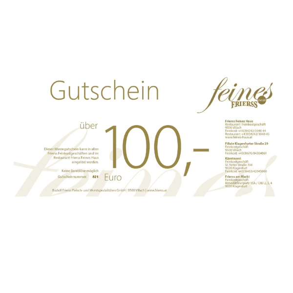 100 Euro Frierss Genuss-Gutschein für Restaurant & Feinkost – Bild 2