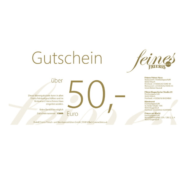50 Euro Frierss Genuss-Gutschein für Restaurant & Feinkost – Bild 2