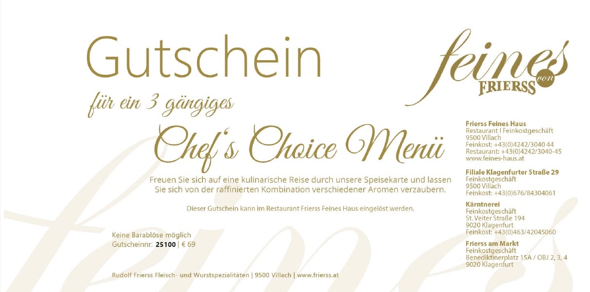 Gutschein 3-Gang Chef´s Choice Menü Frierss Feines Haus – Bild 2
