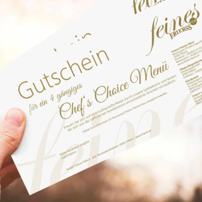 Gutschein 4-Gang Chef´s Choice Menü Frierss Feines Haus