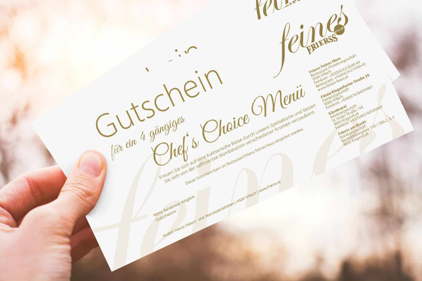 Gutschein 4-Gang Chef´s Choice Menü Frierss Feines Haus