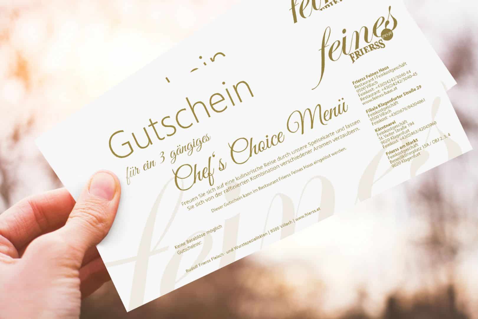 Gutschein 3-Gang Chef´s Choice Menü Frierss Feines Haus